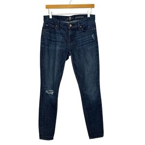 7FAM 7 For All Mankind Gwenevere Skinny Dark Wash Distressed Jeans Size 30